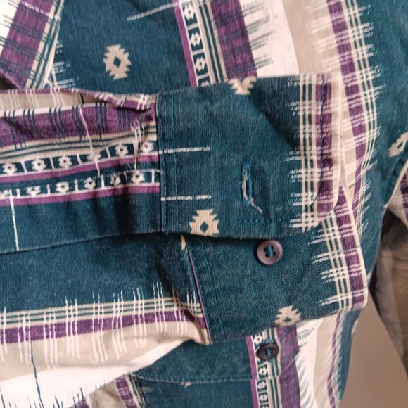 Vintage Wrangler Mens Button-Down Brushpopper Western Shirt X-Long Tails 15-33 - Picture 4 of 7